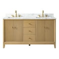 thumbnail image 2 of Vanity Art 60" Bathroom Vanity with Sinks and Engineered Marble Top, Freestanding Storage Cabinet with 2 Drawers, 2 Shelves and 1 Flip Down Tray, 2 of 6