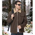 thumbnail image 2 of Xidunhg Men's Sherpa Lined Trucker Jacket, Windproof Thermal Winter Work Coat with Lapel Multi Pockets, 2 of 11