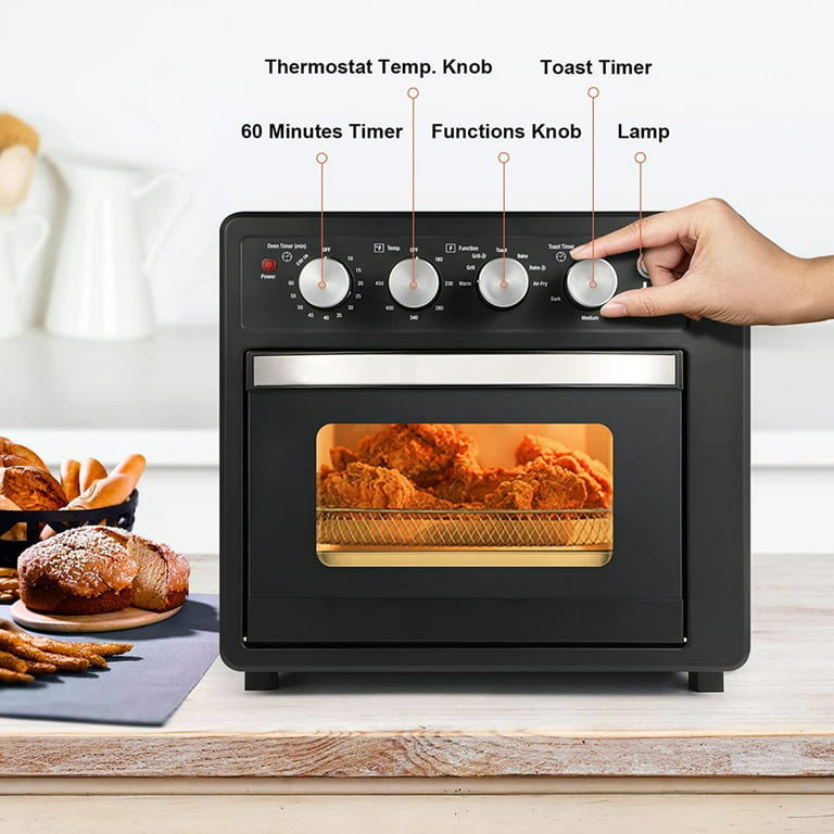 Simple Deluxe Toaster Oven Air Fryer Combo with Dehydrator-25L Large  Capacity-Matte Stainless-Black