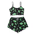 thumbnail image 4 of CQXIDFH Plus Size Pajamas for Women Set Halloween Gothic Print Lettuce Trim Tank Top and Shorts Pajama Set Soft PJ Loungewear Sleepwear, 4 of 4