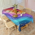 thumbnail image 3 of Rainbow Tie Dye Wave Pattern Rectangle Tablecloth 60"x102",Waterproof Polyester Rectangle Table Cloth, Wipeable Spillproof Polyester Tablecloth for Dining, Camping, Indoor and Outdoor, 3 of 6
