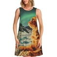 thumbnail image 1 of Daiia Robes d'Aventurière Spatiale pour Femmes Imprimé Chat 2025 Robes Tendance à Manches Courtes Décontractées Amples et Fluides Maxi Robes de Soleil, 1 of 7