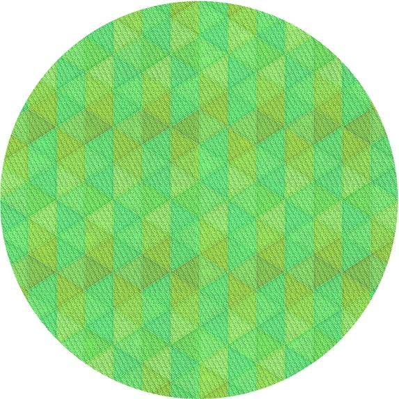 Ahgly Company Machine Washable Indoor Round Transitional Emerald Green Area Rugs, 3' Round