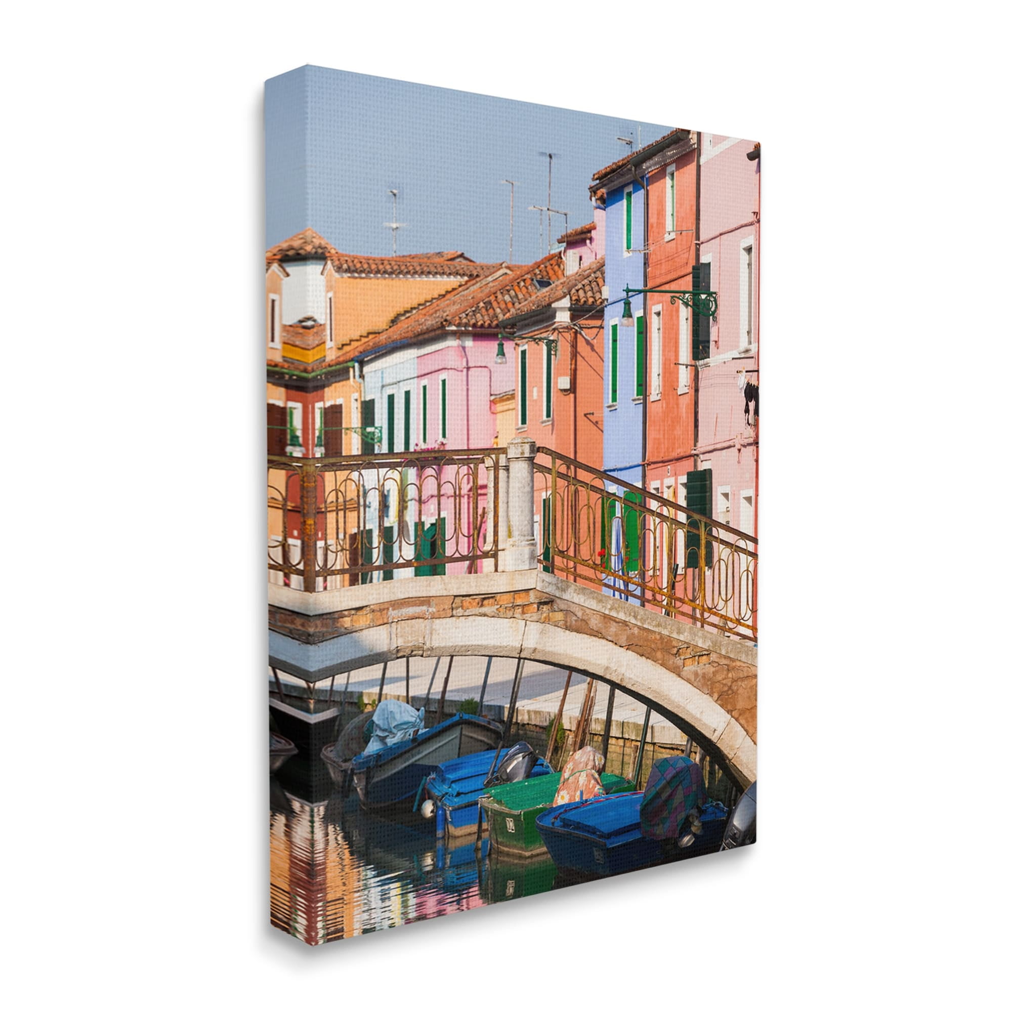 Stupell Town River Canal Boats Scenery Transportation Photography Gallery Wrapped Canvas Print Wall Art