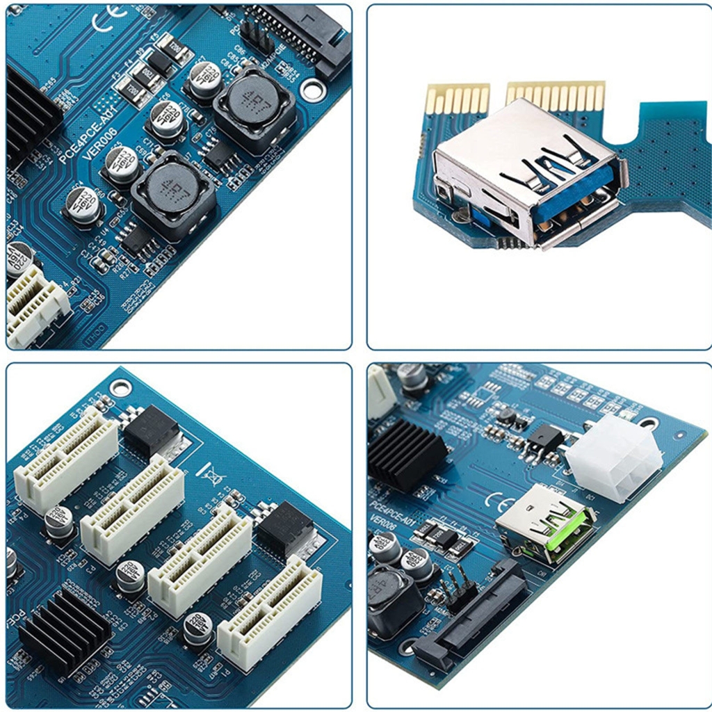 PCIE 1X To 4 Port Expansion Card ASM1184e Main Control For Multiple Graphics Cards Desktop Computer