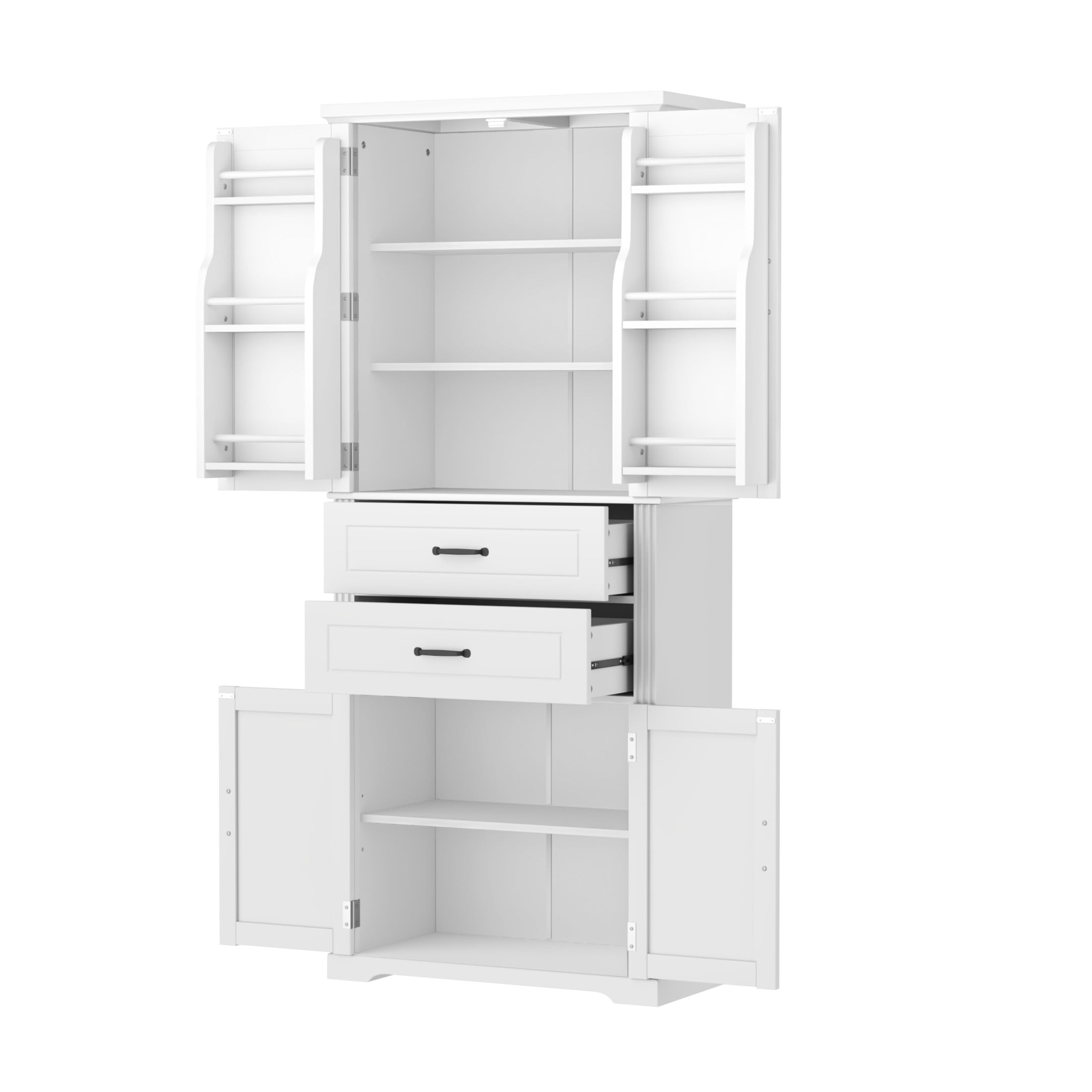 Christopher Knight Home 72.5" H Storage Cabinet with 2 Drawers, 5 Layers Cabinet with Adjustable Shelves, White