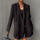thumbnail image 4 of Gibobby Blazer de mujer casual Chaquetas blazer largo para mujer estilo casual para negocios para trabajo profesional oficina bolsillos con solapa(Negro,G), 4 of 5
