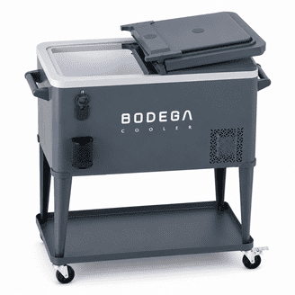 Tommy Bahama 100 Quart Rolling Wood Cooler, Outdoor Ice Chest Cart