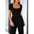 thumbnail image 4 of PRETTYGARDEN Women's Summer One Piece Jumpsuits Dressy Casual Short Sleeve Square Neck Wide Leg Jumpsuit Rompers, 4 of 7