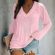 thumbnail image 1 of Pntutb moda mujer casual con cuello en V blusa de perforación caliente camiseta de manga larga tops de otoño Pntutb Pntutb-6090, 1 of 6