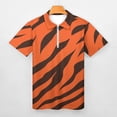 thumbnail image 3 of Wild Tiger Stripe Pattern Men Zipper T-shirt Summer Casual Short Sleeve T-shirt Top, 3 of 7