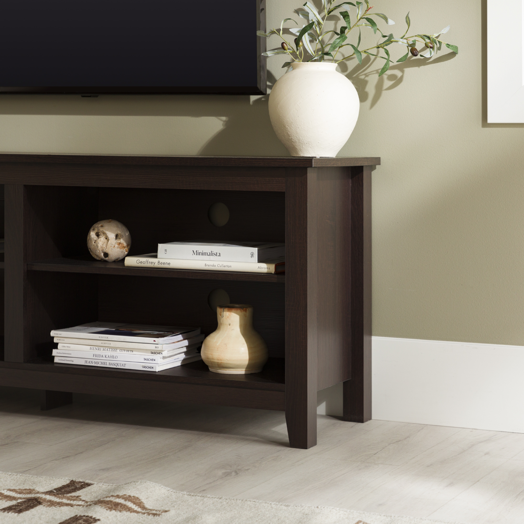 Walker Edison Contemporary Wood TV Media Storage Stand for TVs up to 60" - Espresso - image 4 of 7