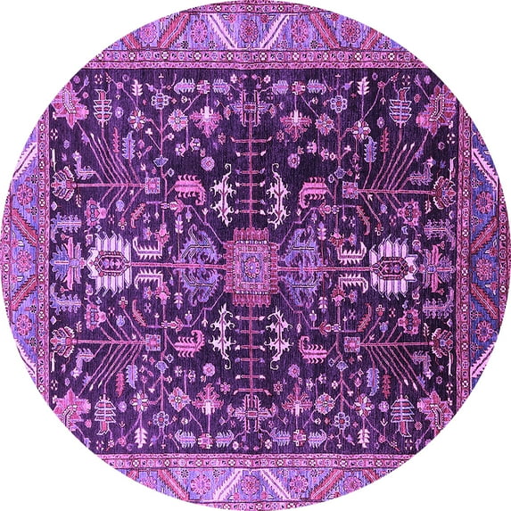 Ahgly Company Indoor Round Oriental Purple Industrial Area Rugs, 5' Round