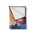 thumbnail image 2 of City Soft Flannel Fleece Blanket, Futuristic Cityscape on Distant World Sci-Fi Inspired Design Planets in Sky, Cozy Plush for Indoor and Outdoor Use, 60" x 80", Orange Blue Cinnamon, by Ambesonne, 2 of 6