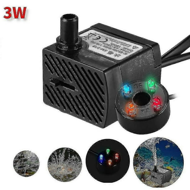 3w Powerful Submersible Water Pump With Led Light Adjustable Water Flow For Fountains Ponds Aquarium