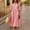 Pink plus size v neck midi dress a1, variant on Women Plus Size V Neck 3/4 Sleeve Button Down Dot Boho Midi Dress Flowy Casual Loose Maxi Travel Dresses with Elastic Waist, White M