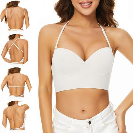 

Women Solid Low Back Bras Underwired U Shape Backless Bras Multiple Convertible Straps Underwire Bra