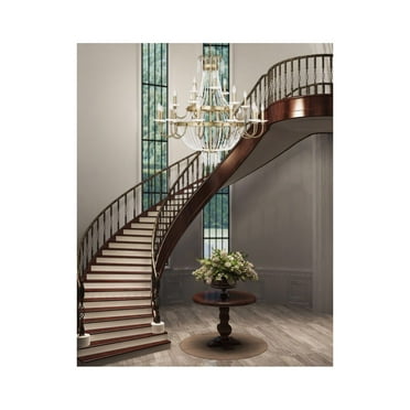 21 Light Winter Gold Foyer Chandelier with Clear Crystals Shade