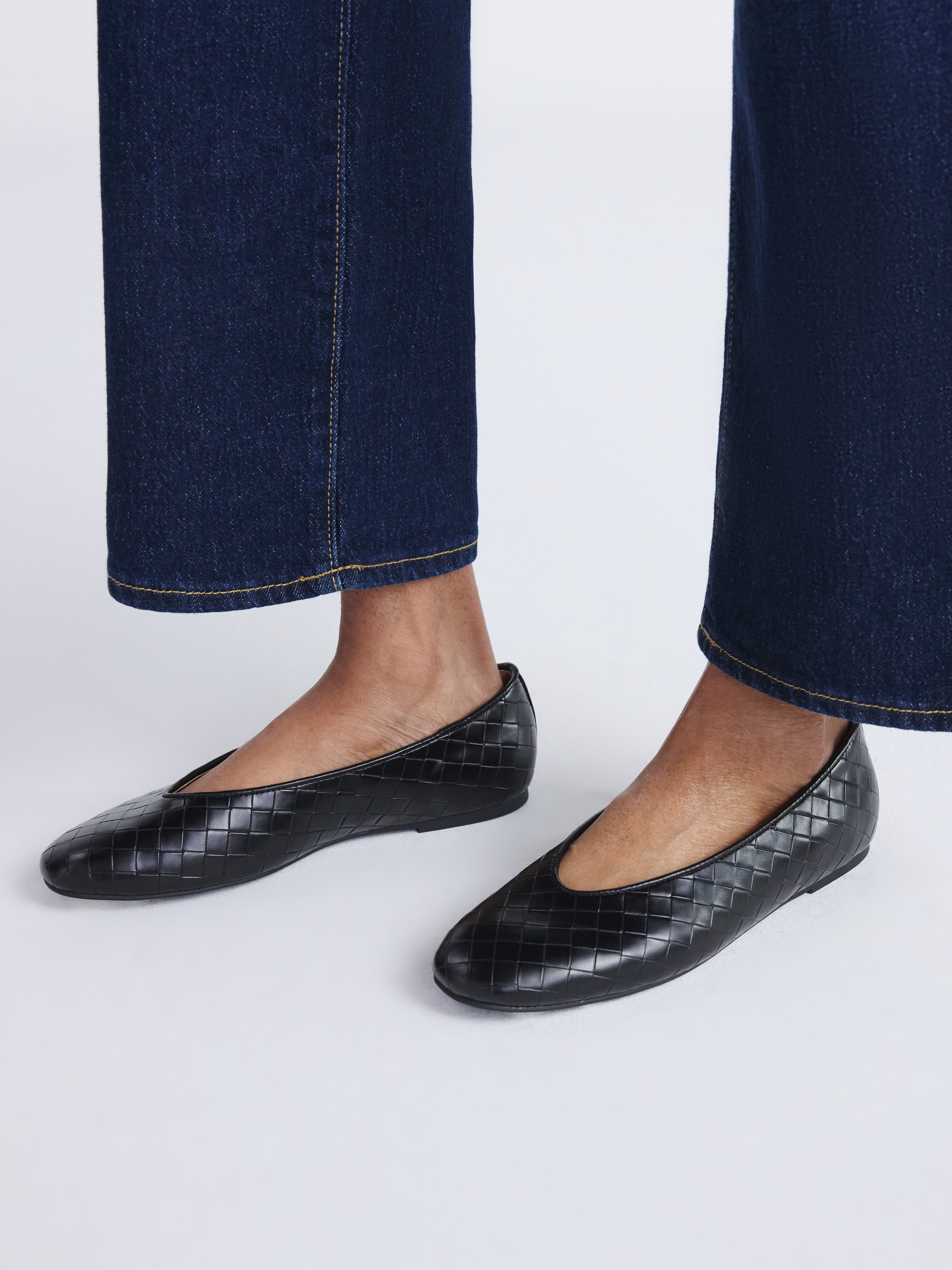 Free Assembly Women's Faux Leather Basketweave Textured Flats, Sizes 6-11