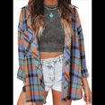 thumbnail image 1 of Camisas de Franela A Cuadros para Mujer, Blusa Holgada Estilo Boyfriend con Botones, Blusa Informal de Franela de Larga Rojo M, 1 of 9