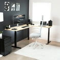 thumbnail image 2 of VIVO Electric 78" x 55" Stand Up Corner Desk, Light Wood Table Tops, Black Frame, 2 of 8