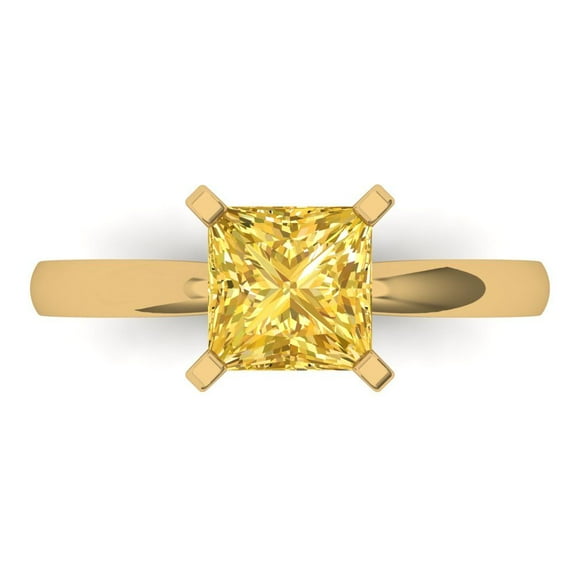 Solitaire Engagement Ring for Women - 1.5ct Simulated Yellow Diamond in 18K Yellow Gold Promise Ring