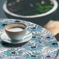 thumbnail image 3 of Ambesonne Nature Theme Fitted Round Tablecloth, Leafy Floral Print Art, 40"- 44" Diameter, Cadet Blue and Lilac, 3 of 5