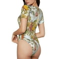 thumbnail image 3 of Easygdp Ducks And Flowers Women'S Waist-Cinching Short-Sleeved Onesie, Olastic Onesiet,Snaps At Bottom,Easy To Put On And Take Off - Large, 3 of 9