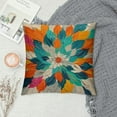 thumbnail image 2 of Fenyluxe   Orange Teal Grey Pillow Covers Dahlias Floral Modern Farmhouse Rustic Decorative Couch Pillow Cases with Zipper Home Decor for Living Room Bedroom Bed Cushion Outdoor White, 2 of 5