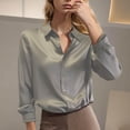 thumbnail image 5 of Satin Blouses for Womens Casual Lapel Collar Button Down Long Sleeve Silk Shirt 2026 Business Work Dressy Shirts, 5 of 5