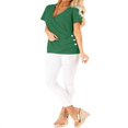 thumbnail image 5 of Women Short Sleeve Crossed Surplice Button Tops, 5 of 5