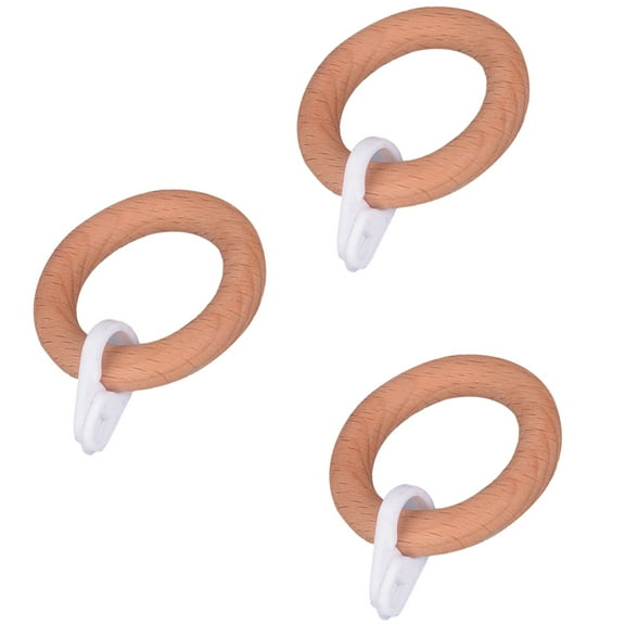 3 Pcs Solid Wood Wooden Curtain Buckle Household Rod Rings Solid Wooden Rings Hanging Wood Rings