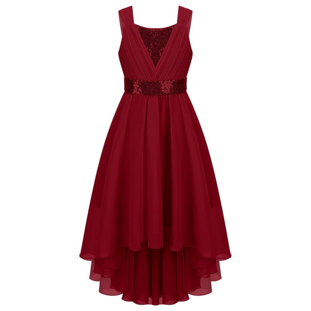 Ocealan Robe Formelle à Sequins pour Filles Junior Demoiselle d'Honneur Robe de Demoiselle d'Honneur pour Mariage Concours Fête Bourgogne 4