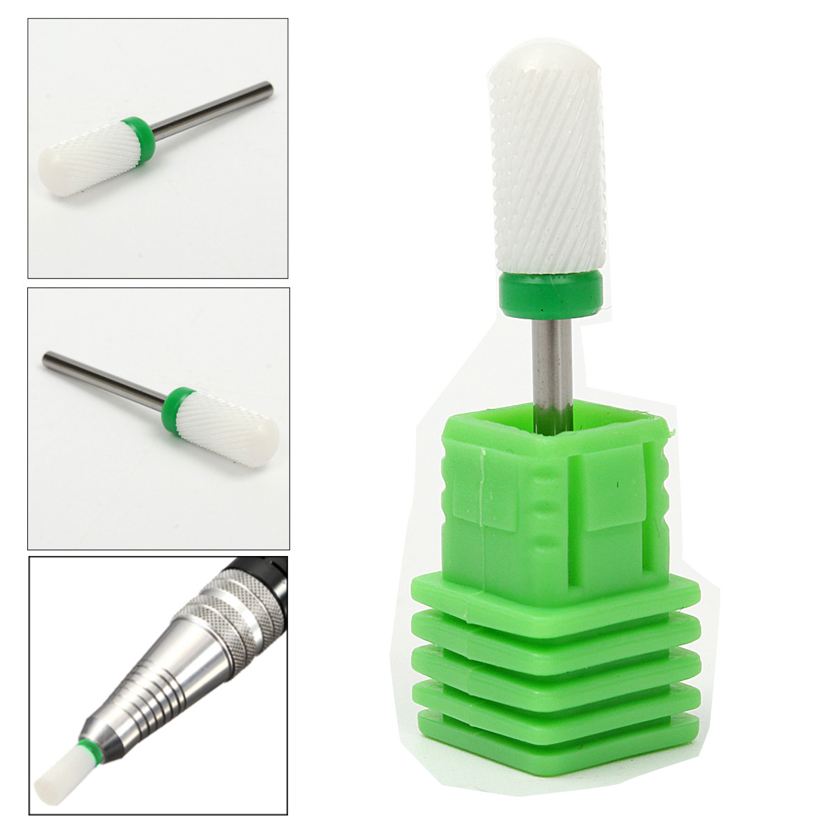 Ceramic Nail Drill Bits Large Barrel Round Top Shank Grinding Head Nail