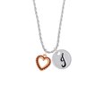 thumbnail image 2 of Delight Jewelry Rose Goldtone Open Heart Silvertone Script Initial Disc - J - Charm Necklace, 20"+3", 2 of 4