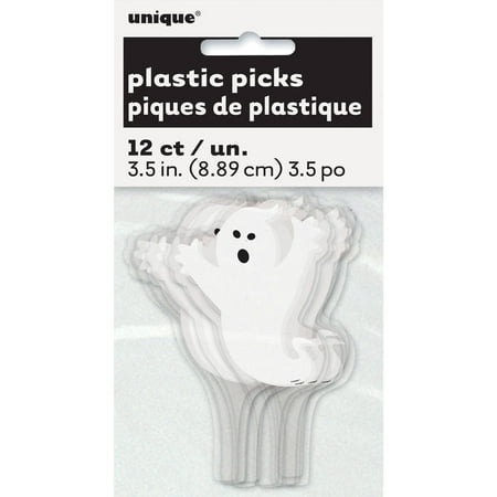 Plastic Ghost Halloween Cupcake Toppers, 12-Count
