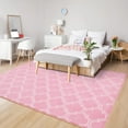 thumbnail image 2 of Junovo 6'x9'Modern Geometric Area Rug for Bedroom and Living Room, Fluffy Indoor Carpet for Family Room Decor,Pink, 2 of 7