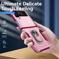 thumbnail image 3 of SaniMore for Samsung Galaxy Z Flip 4 Magnetic Case Support Wireless Charging, Rugged PC & TPU Bumpers Cover with Car Mount & Ring Kickstand Military Grade Drop Protective Shell, Pink/Rose, 3 of 9