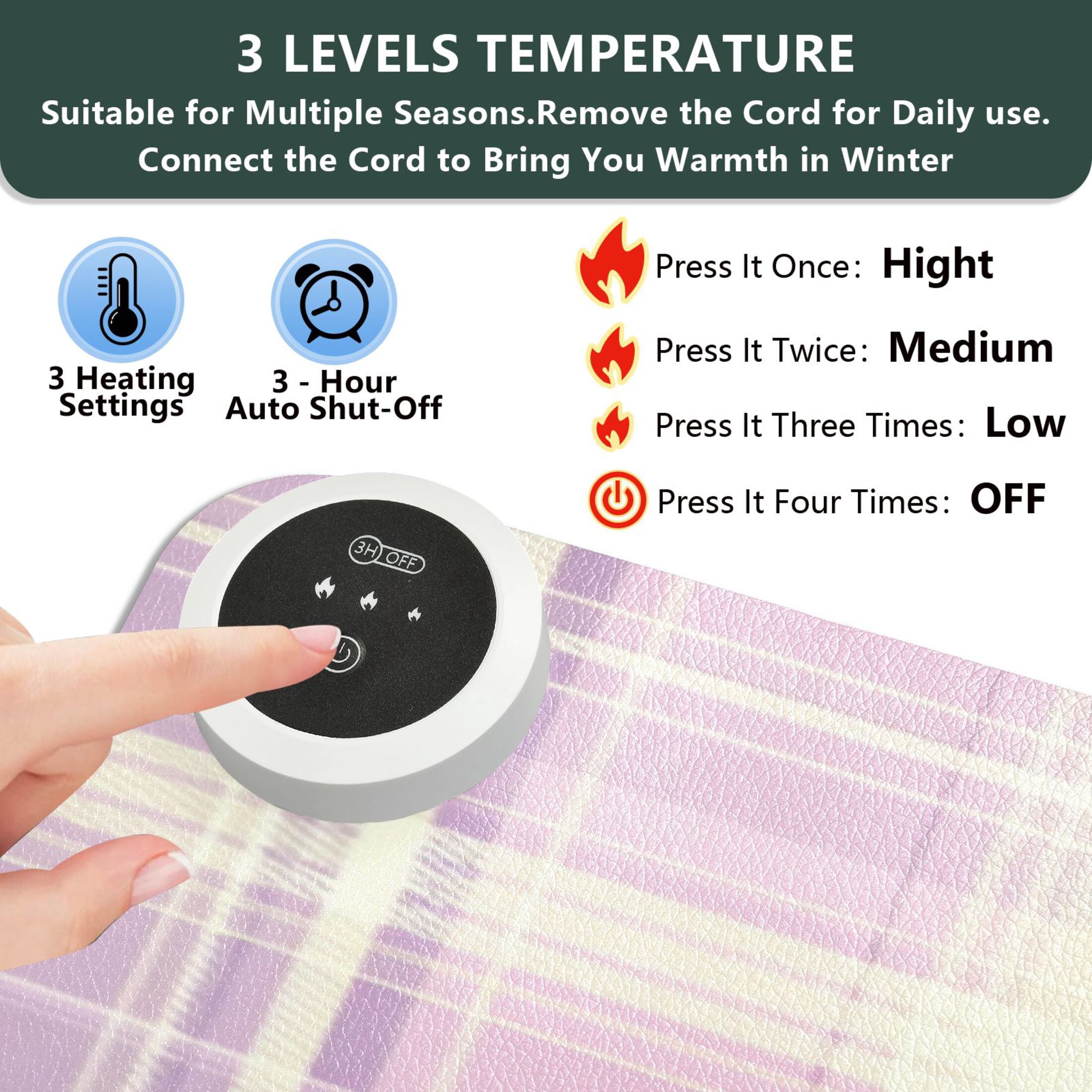 Large Heated Desk Mat Mouse Pad 31.5"x13"PU Leather Graphene Heating Desk Warmer with 3 Temperature Settings 110V US Plug Non-Slip Warm Pad for Home, Office, and Gaming Bright Pink Checkered Pattern