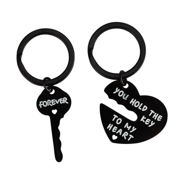 2 uds llavero de corazón para el Día de San Valentín llavero de pareja regalo romántico de San Valentín llavero único llaveros de coche para fiesta , Negro