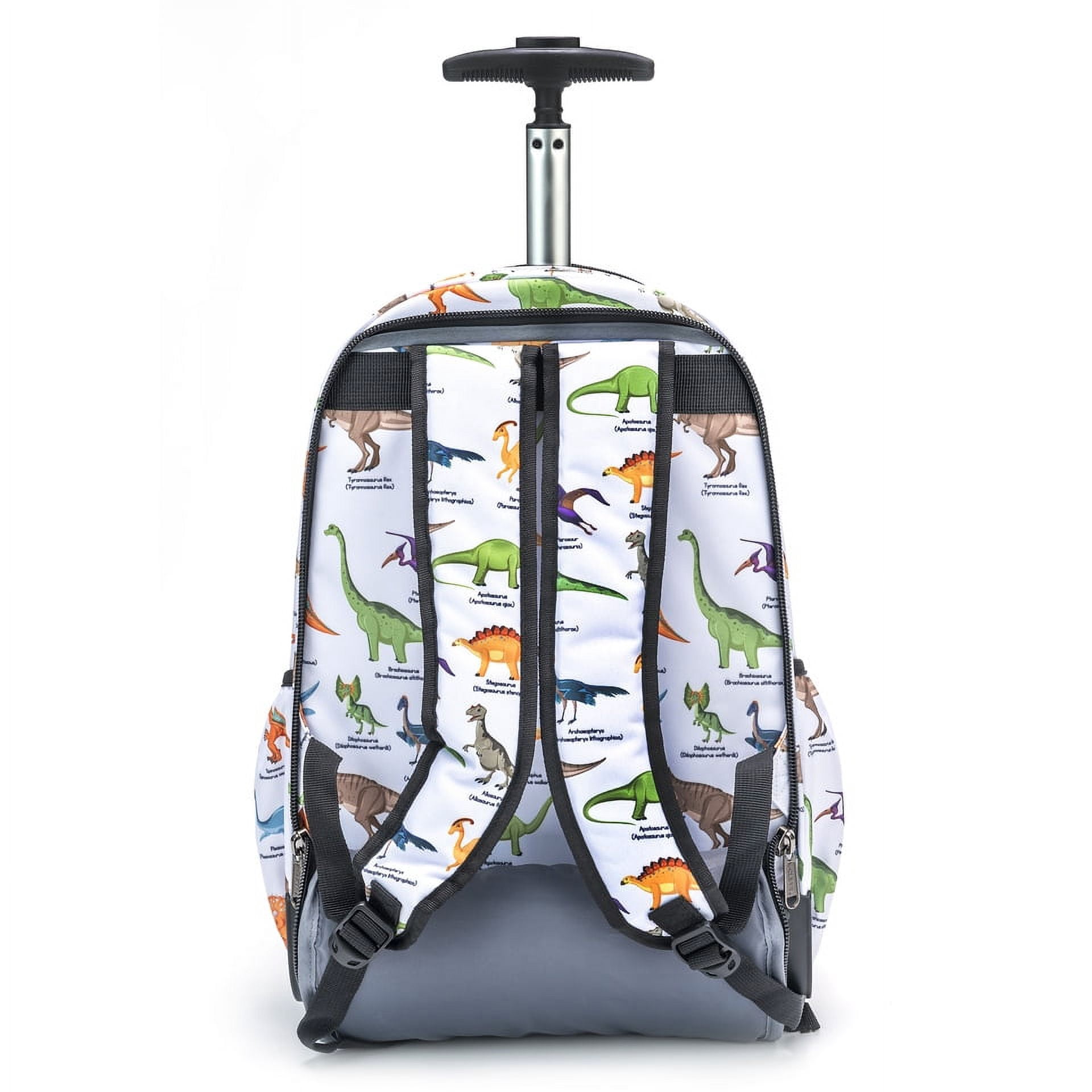 K-Cliffs Unisex 18" Dinosaur Heavy Duty Rolling School Backpack, Teen-Adult