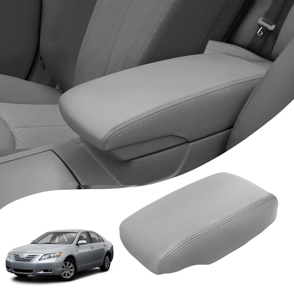 KBH Center Console Armrest Cover Replacement for Toyota Camry Accessories 2007-2011, Anti-Scratch Leather Arm Rest Lid Cover Skin Upholstery (Gray)