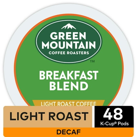 Green Mountain Coffee Roasters Breakfast Blend Decaf, Keurig K-Cup Pods, Light Roast Coffee, 48 (Best Keurig Decaf Coffee Pods)