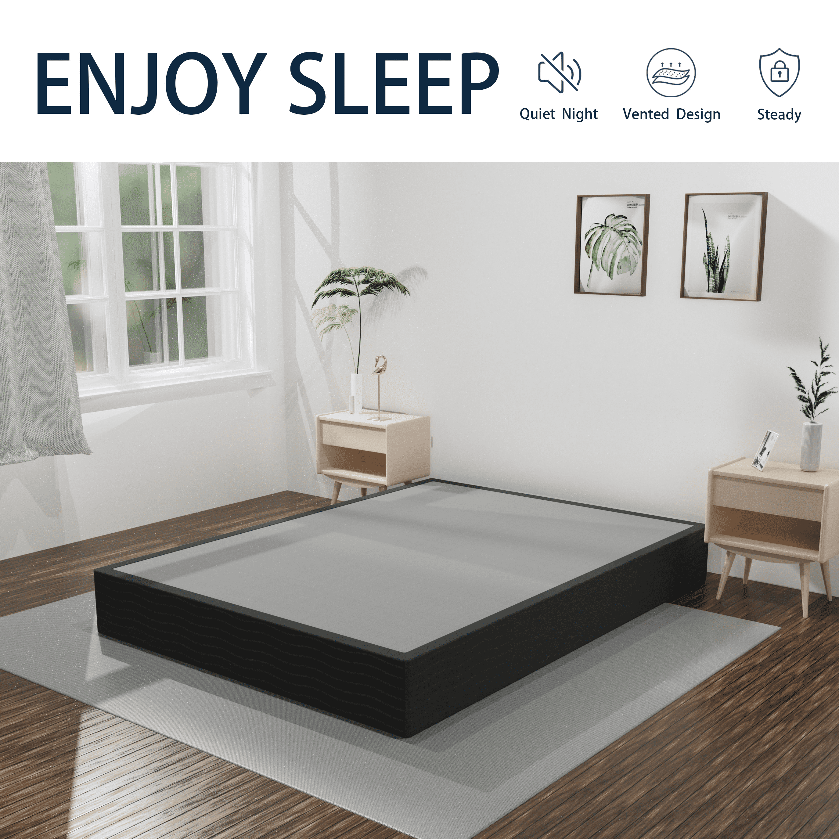 10-inch Full Box Spring, Heavy Duty Metal Full Mattress Foundation with Fabric Cover, Noise-Free, Easy Assembly