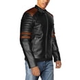 thumbnail image 2 of NomiLeather black leather jacket | mens leather jacket and genuine leather jacket men (Black With Brown Strip ) Medium, 2 of 7