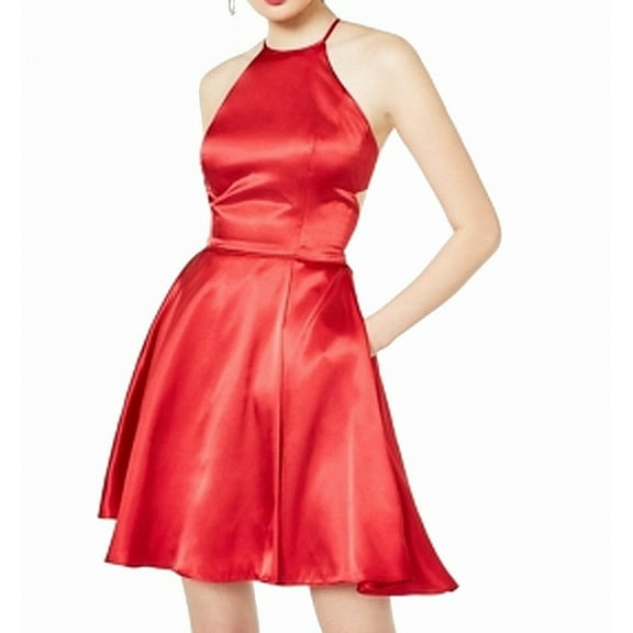 Blondie Nites Junior's Tie Back Satin a Line Dress Red Size 5