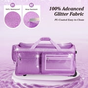 Dance Bag with Garment Rack, Purple Clothes Duffel Dance Bag with Rack 28Glitter Dance Competition Must Haves Costumes Rolling Garment Bags For Travel Collapsible Suitcase for Dancer Performer
