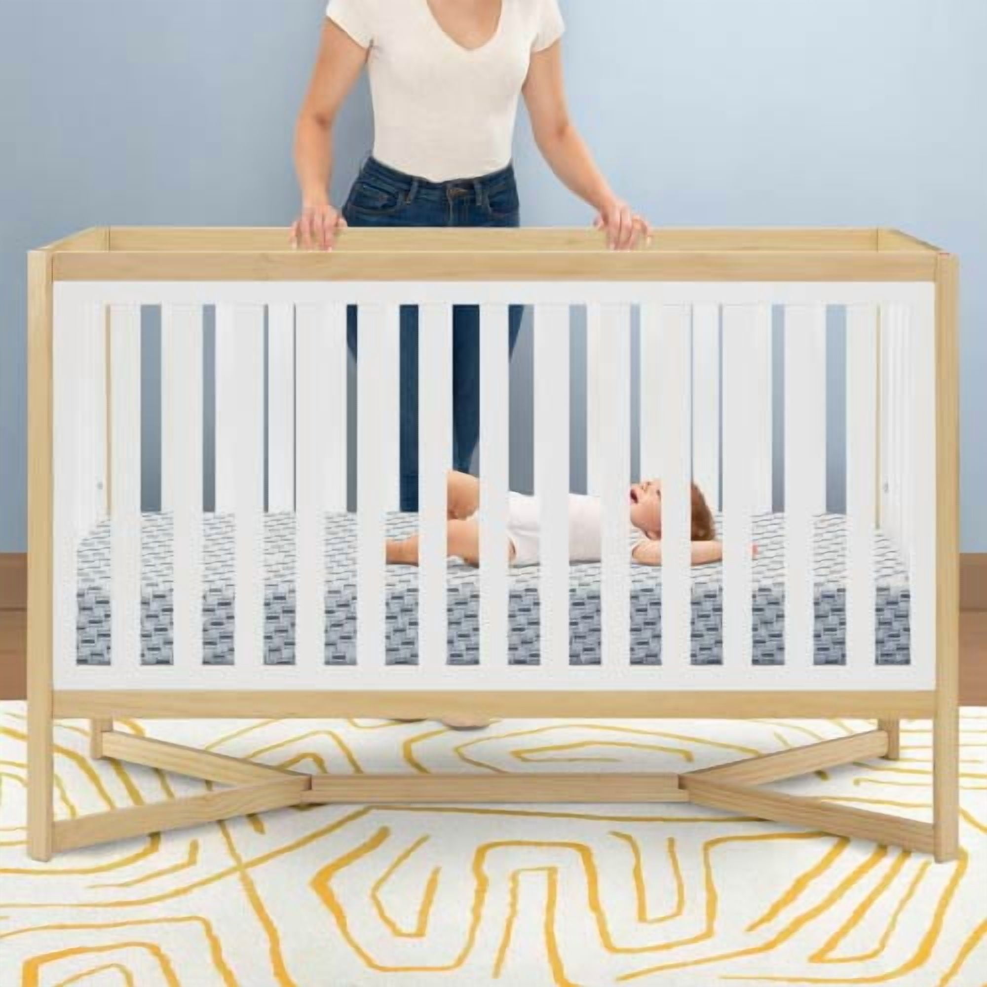 Simmons Kids Radiant Sky Dual Sided Baby Crib Mattress and Toddler Mattress, Waterproof, GREENGUARD Gold and CertiPUR-US Certified, Firm Plant-Based Foam, 5 Year Warranty, Made in USA