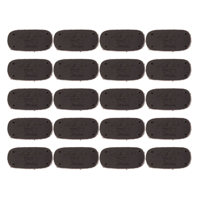 20 etiquetas de cuero en relieve suave, etiquetas de punto DIY con agujeros para bolsos, monederos, proyectos de costura, café