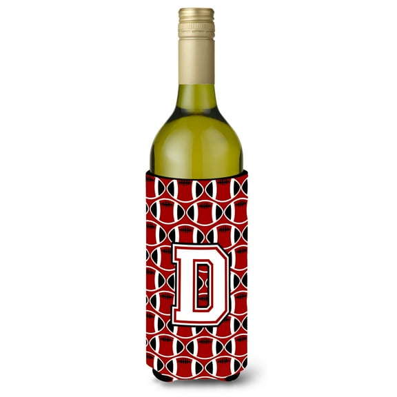 Carolines Treasures CJ1082-DLITERK Letter D Football Cardinal and White Wine Bottle Beverage Insulator Hugger Wine